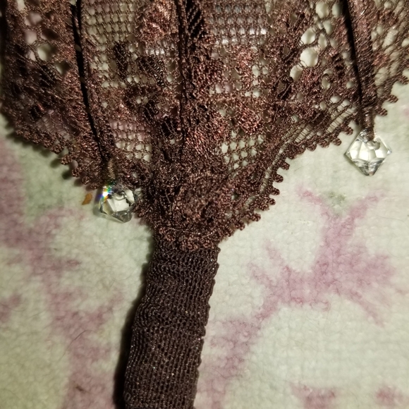 Brown lacey thong underware with crystals - Picture 2 of 2